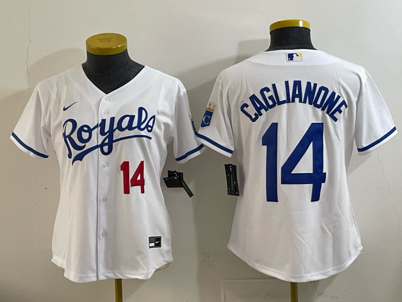 Women Kansas City Royals #14 Caglianone white Nike MLB 2025 jersey 002-0